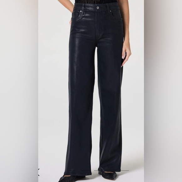 PAIGE Denim - Women's  Sasha Black Fog Luxe Coating Wide-Leg Jeans